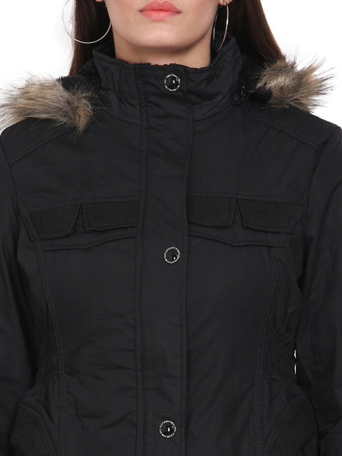 Women's Solid Black Jacket - Camey Shop