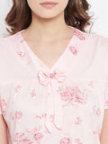 Floral Print Top & Pyjama Set In Pink - Camey Shop