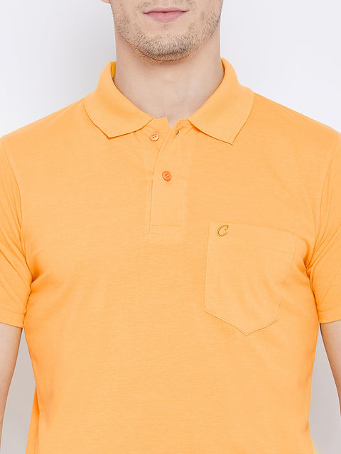 Men's Yellow Half Sleeves Cotton Polo T-Shirt - Camey Shop