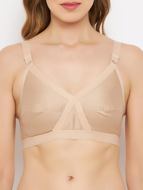 Womens Non Padded Non Wired Solid Full Coverage Skin Bra - Camey Shop