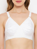 Womens Non Padded Non Wired Solid Full Coverage White Bra - Camey Shop