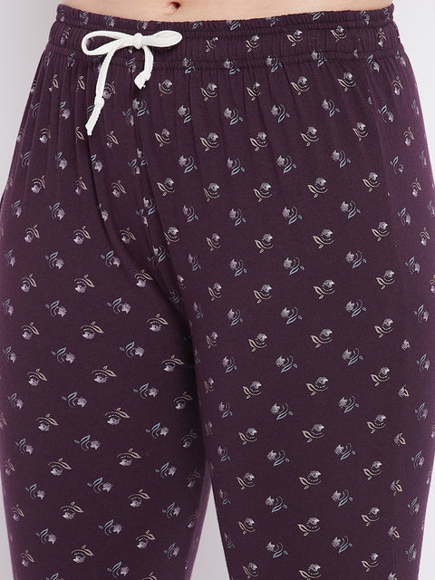 Brown Pretty Florals Button Me Up Shirt & Pyjama in Cotton - Camey Shop