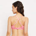Womens Non Padded Non Wired Solid Full Coverage Coral Bra with Detachable Straps - Camey Shop