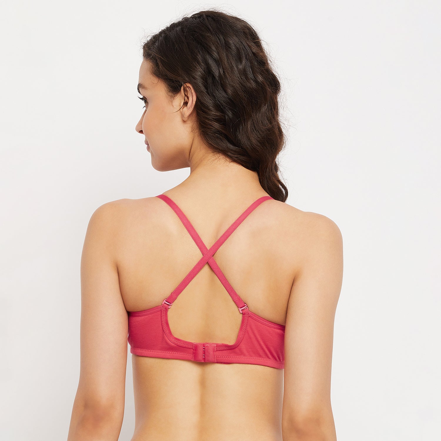 Womens Non Padded Non Wired Solid Full Coverage Tomato Colour Bra - Camey Shop