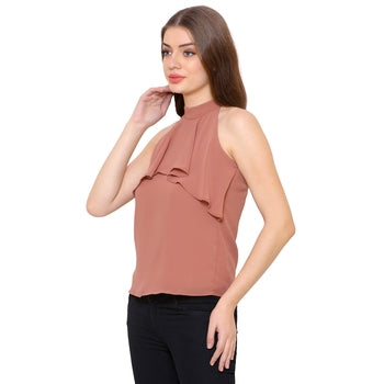 Camey Casual Sleeveless Solid Georgette Women Top - Camey Shop