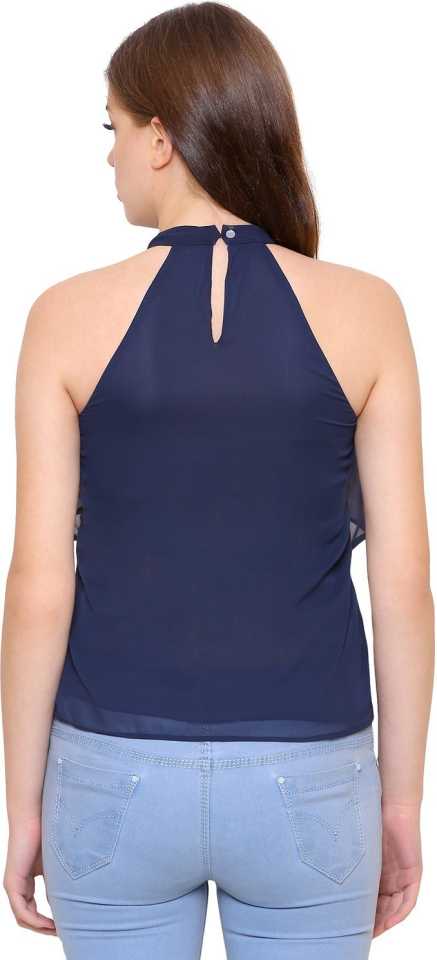 Camey Casual Sleeveless Solid Georgette Women Top - Camey Shop