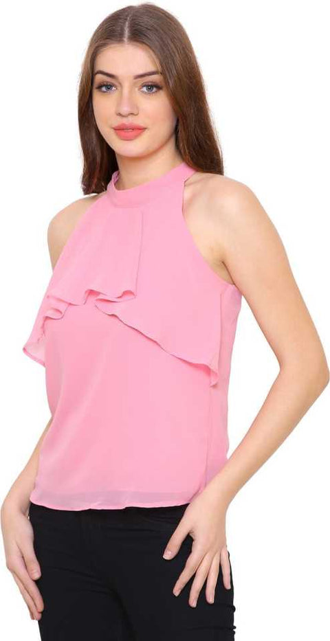 Camey Casual Sleeveless Solid Georgette Women Top - Camey Shop