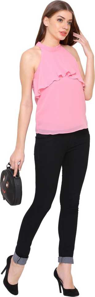 Camey Casual Sleeveless Solid Georgette Women Top - Camey Shop