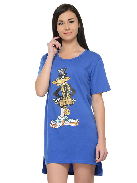 Camey Women Blue Cartoon Printed Nighty - Camey Shop