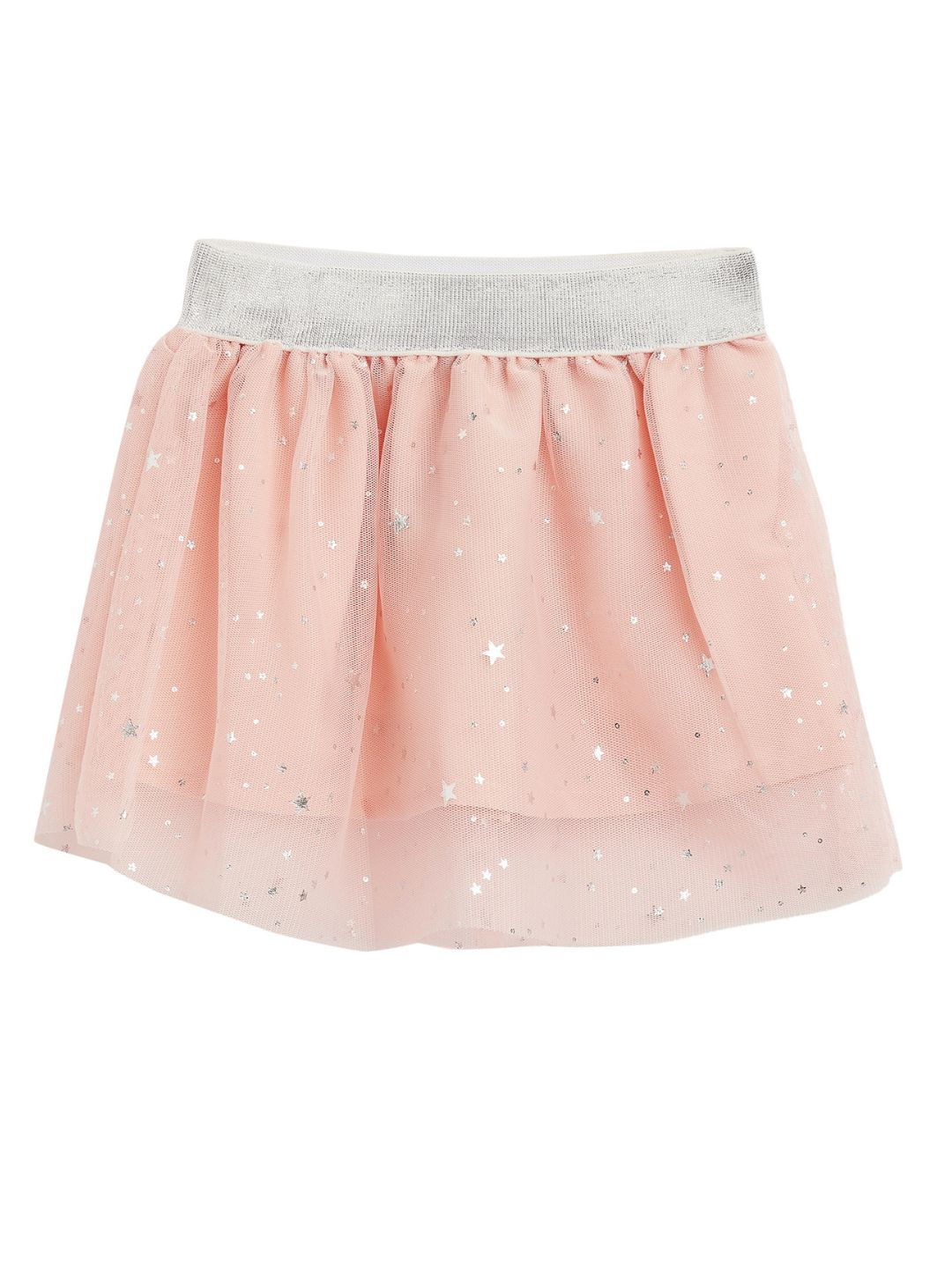 Fancy Baby Peach silver star foil Skirt with silver lurex elasticated waistband