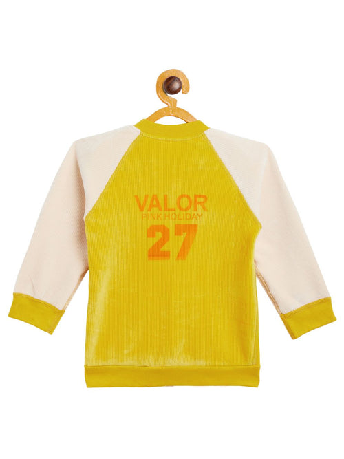 Boy's & Girls Musturd Valvet Full Sleeves Sweatshirt