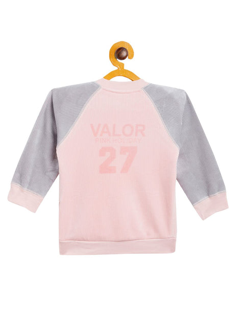 Boy's & Girls Pink Valvet Full Sleeves Sweatshirt