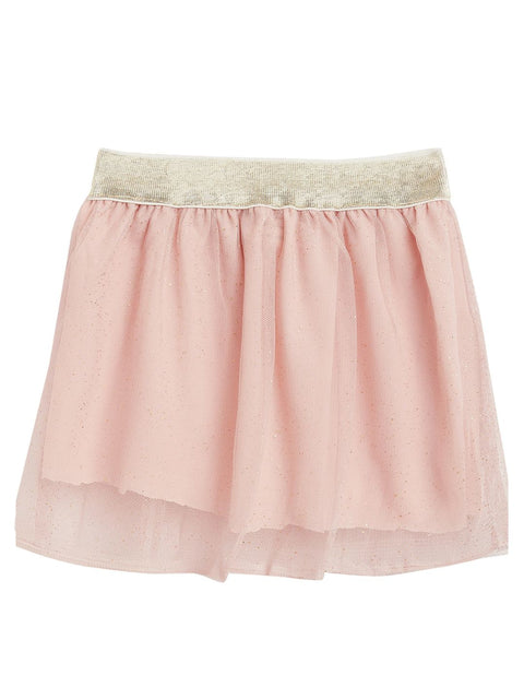 Fancy Peach with golden glitter foil Skirt with silver lurex elasticated waistband