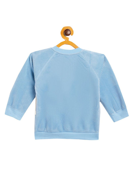 Boy's & Girls Blue Valvet Full Sleeves Sweatshirt