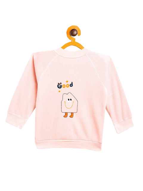 Boy's & Girls Pink Valvet Full Sleeves Sweatshirt