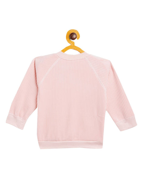 Boy's & Girls Pink Valvet Full Sleeves Sweatshirt