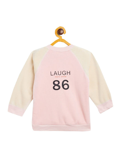 Boy's & Girls Pink Valvet Full Sleeves Sweatshirt