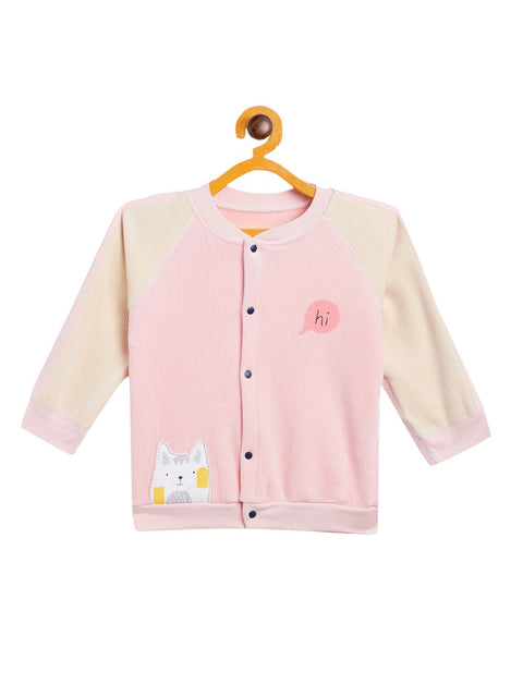 Boy's & Girls Pink Valvet Full Sleeves Sweatshirt