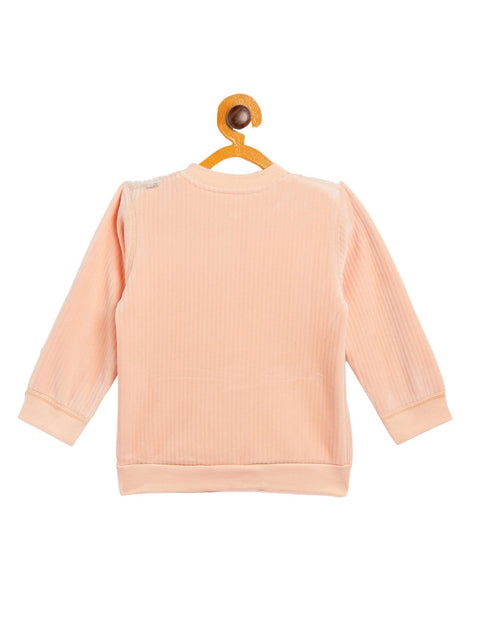 Boy's & Girls Orange Valvet Full Sleeves Sweatshirt