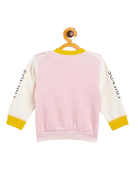 Boy's & Girls Pink Valvet Full Sleeves Sweatshirt